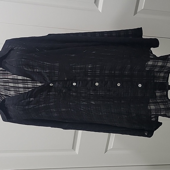 NEW IN Black Sheer Button-Up Blouse SIZE Medium - Picture 1 of 8